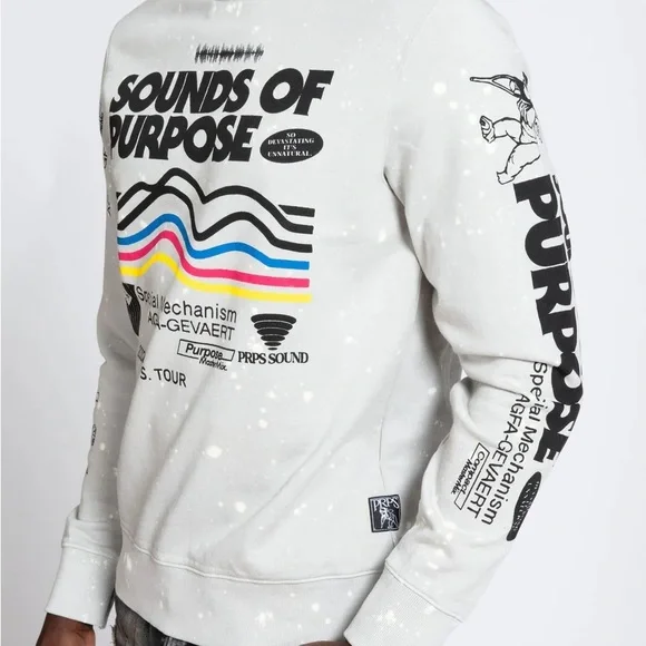 PRPS Sounds of Purpose Graphic Print Men's Sweater - White